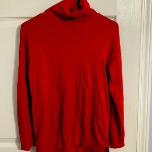 Red turtleneck sweater